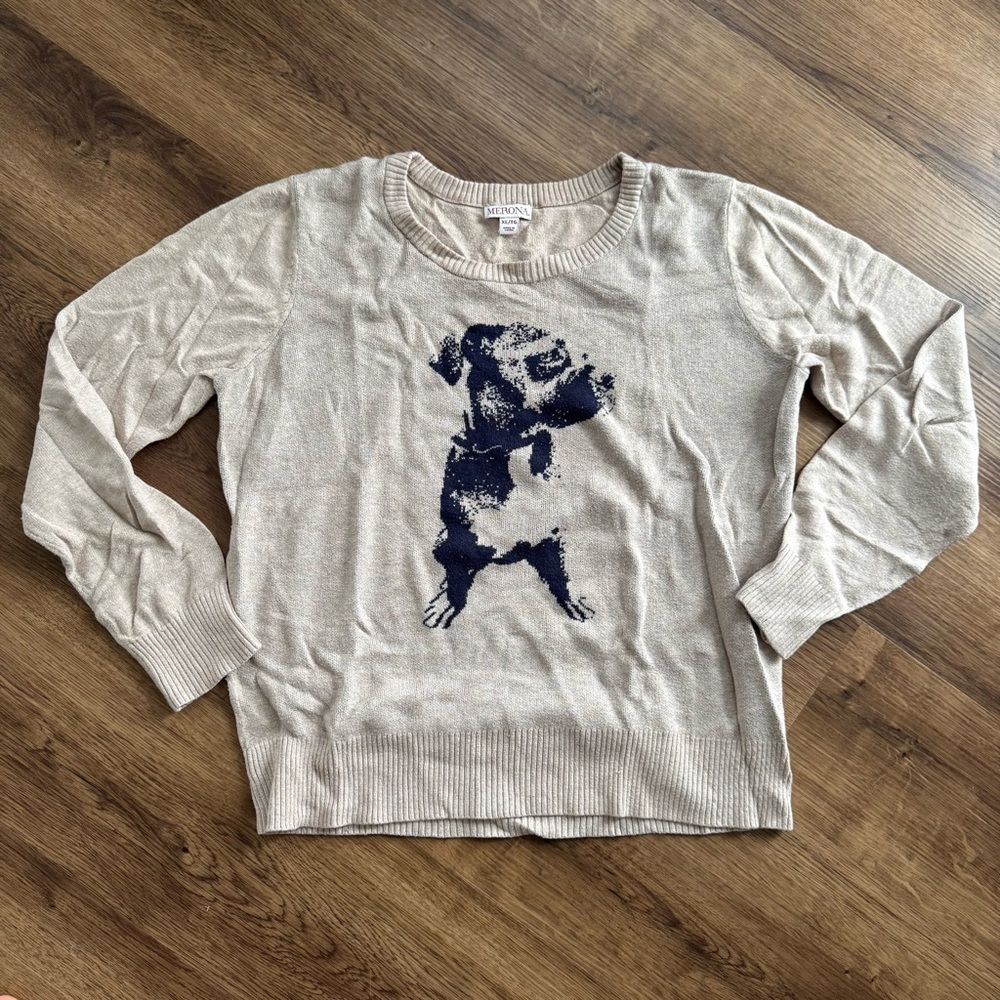 EUC - Merona - Cream Sweater with Dog Print